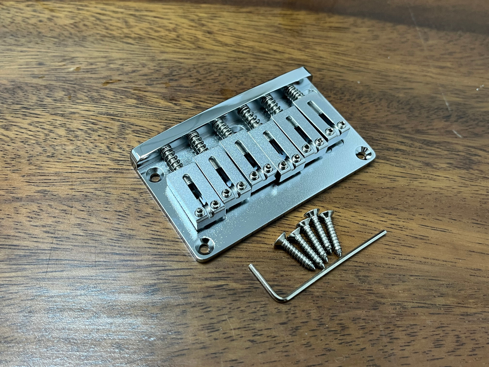 ALL Brass 6-string Guitar Bridge 2-1/16" Chrome — Aumsen CNC-machined bridges & tailpieces