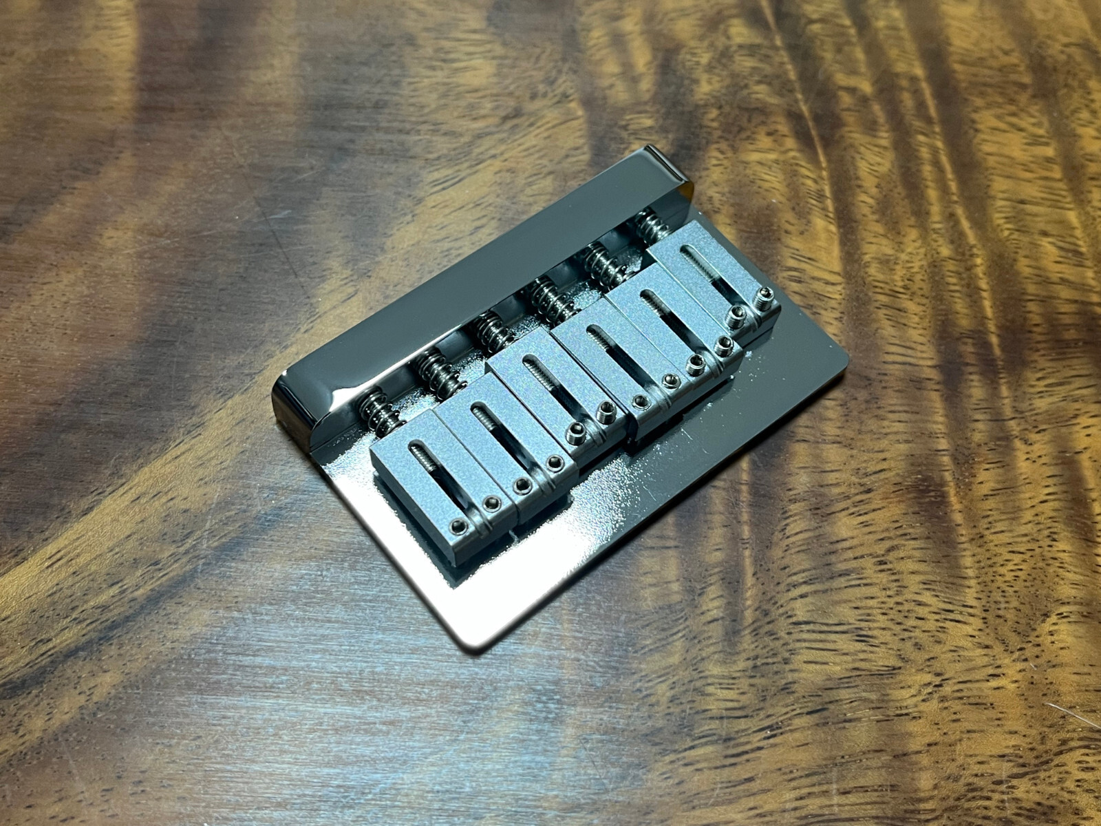 6-String Fixed Bridge CNC Machined w/ all brass CHROME 2 1/16" — view 2