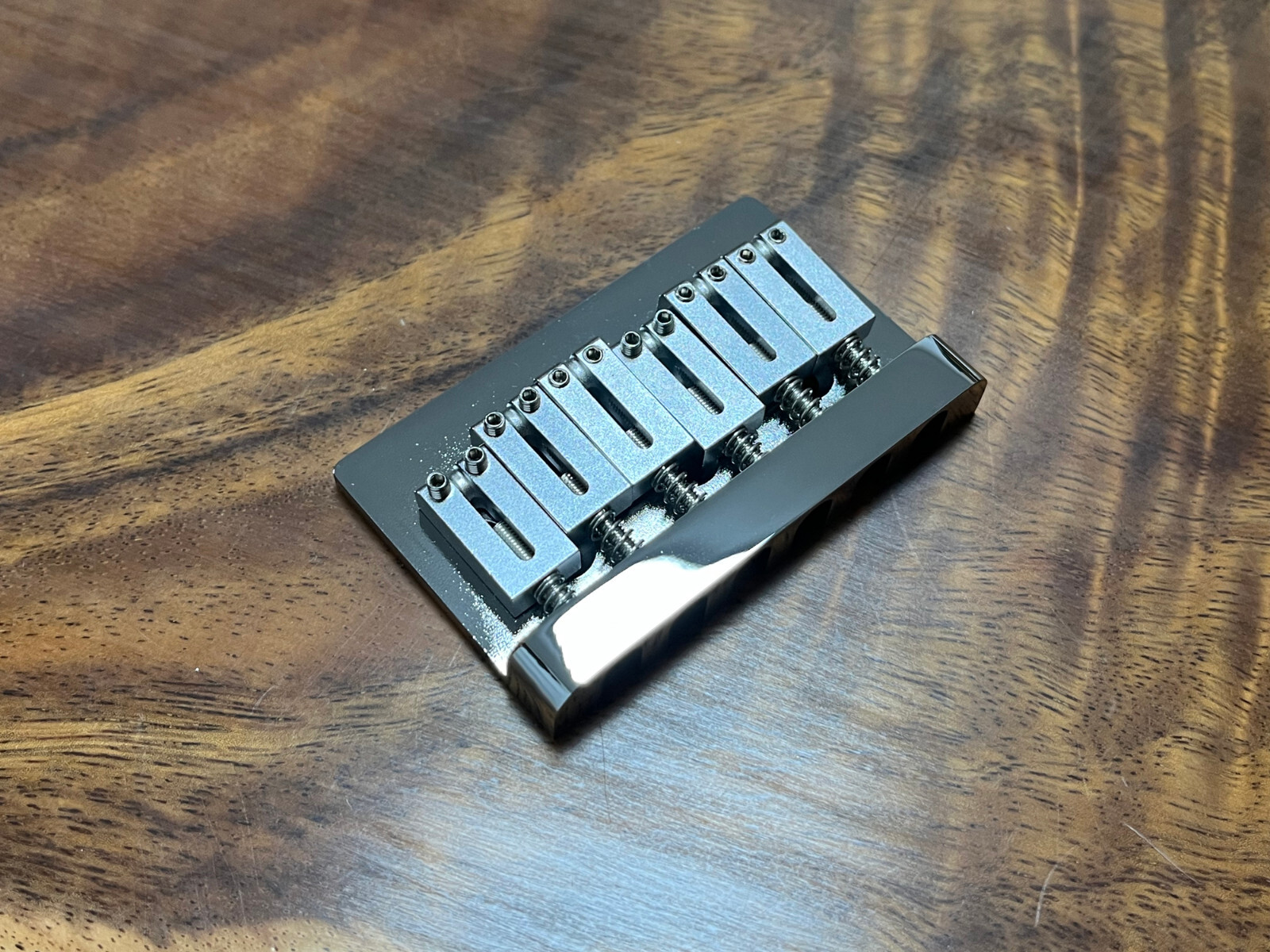 6-String Fixed Bridge CNC Machined w/ all brass CHROME 2 1/16" — view 3