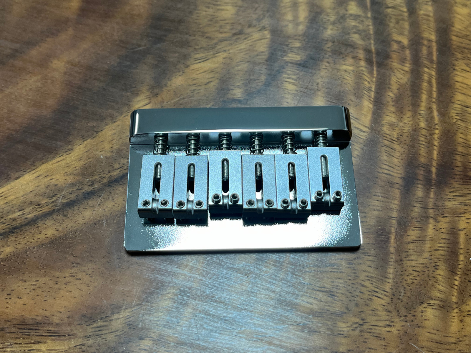 6-String Fixed Bridge CNC Machined w/ all brass CHROME 2 1/16" — view 4