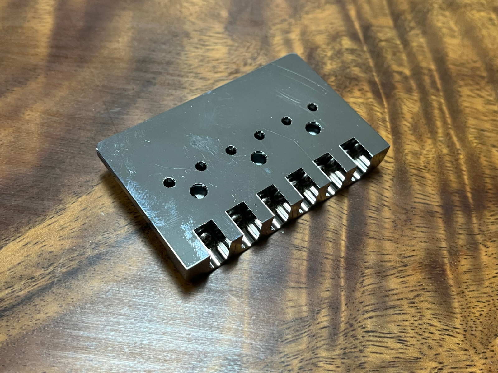 6-String Fixed Bridge CNC Machined w/ all brass CHROME 2 1/16" — view 5