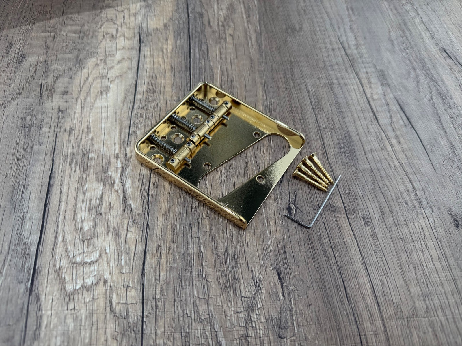 Aluminium Telecaster® Bridge-Tele Compensated Saddles -GOLD — Aumsen CNC-machined bridges & tailpieces