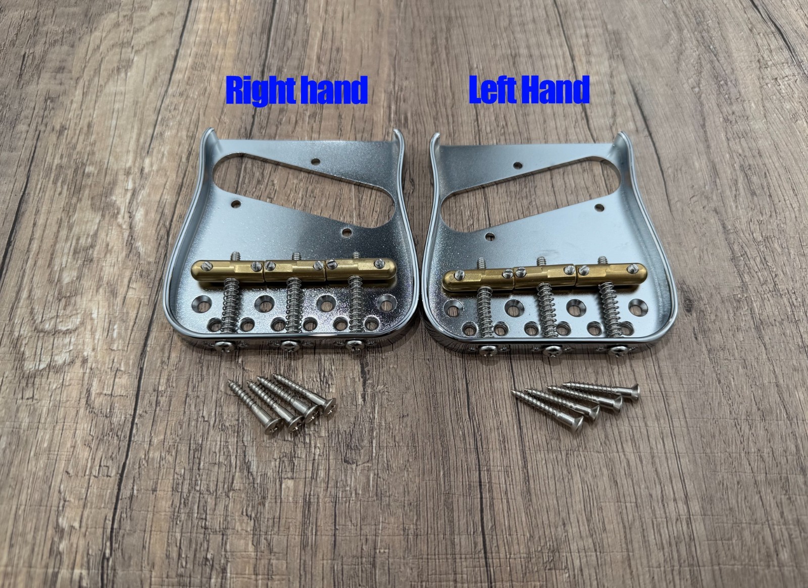 Vintage Telecaster Ashtray Bridge with Compensated Brass Saddles — Left Hand — view 1