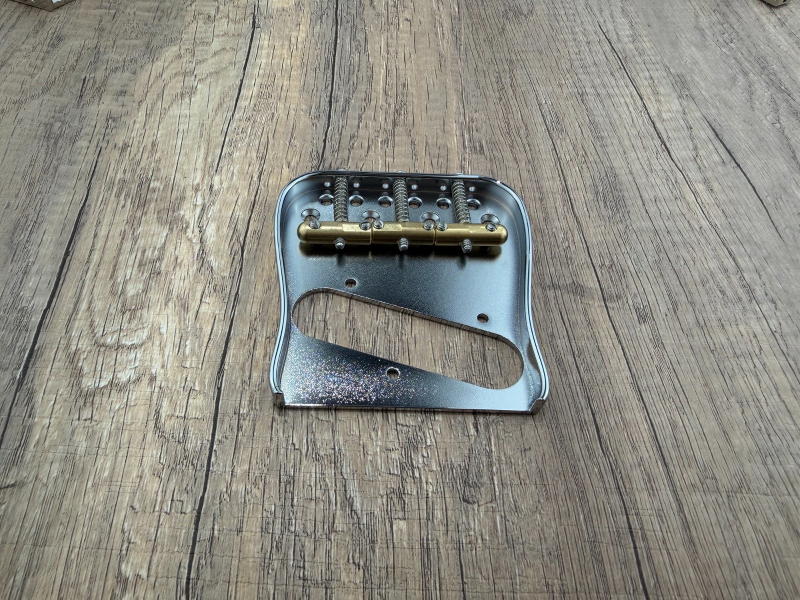 Vintage Telecaster Ashtray Bridge with Compensated Brass Saddles — Left Hand — view 2