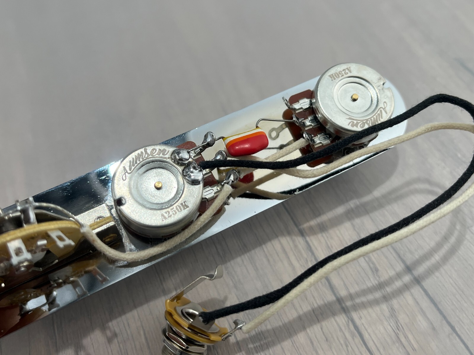 Modern Telecaster Wiring Harness Upgrade - AUMSEN — A250K Philips 0.022 — view 6
