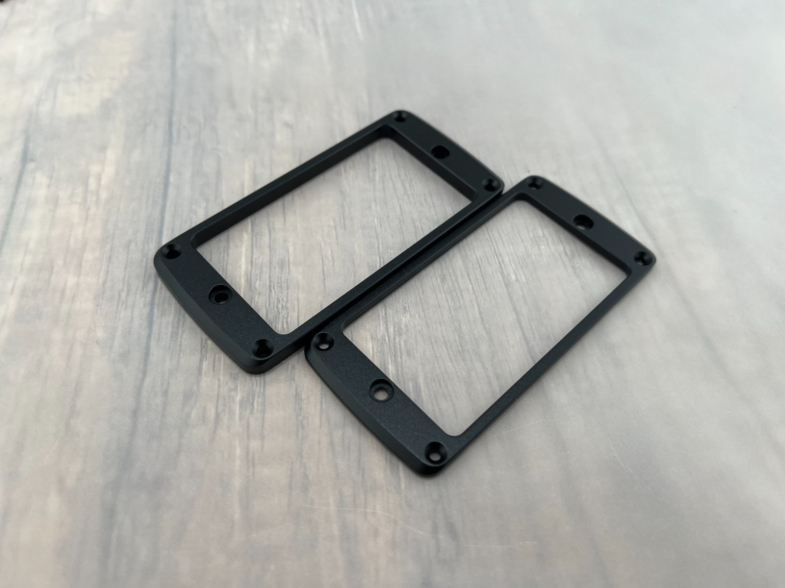 Neck and Bridge Aluminium Humbucker Pickup Rings - Flat Bottom Pair — Black — view 3
